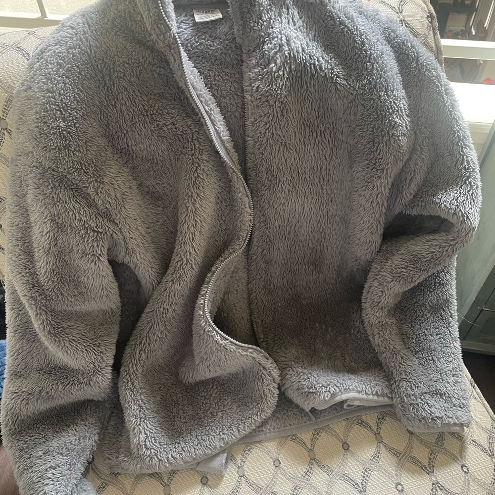 PINK Grey Fuzzy Jacket